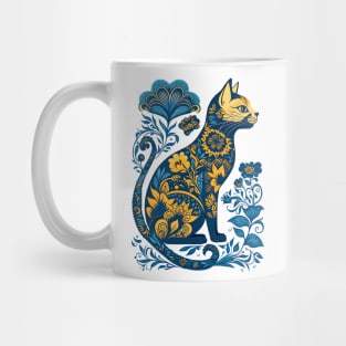 Ukraine Cat Floral Vintage Ukrainian Flag & Vyshyvanka Mug